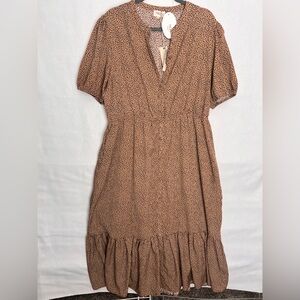 Women's Brown Patterned Dress by Orange Creek 1x NWT